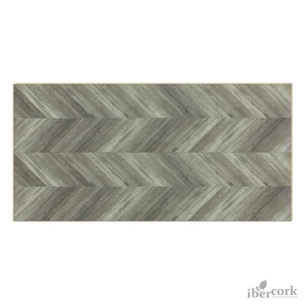 Пробковый плавающий паркет с цифровой HD печатью Шеврон грис